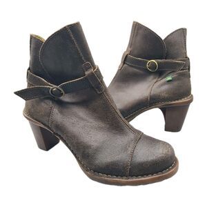 El Naturalista Duna N528 ankle boots  brown distressed Leather Side Zip sz 9/40